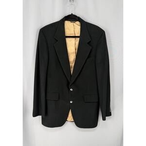 Vintage Robinsons Blazer Mens Large Black Camel Hair Single Vent 2 Button Formal